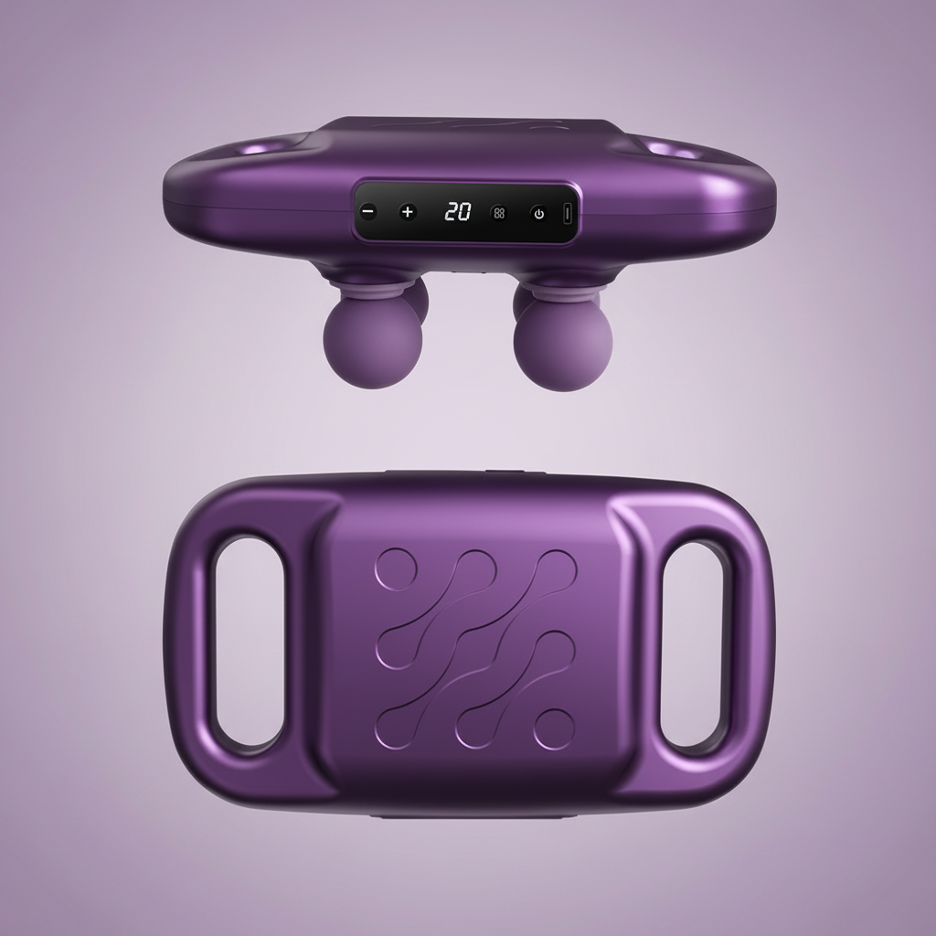 ARMPOWER IN MY HANDS Elite 4-Head Professional Massage Gun with multiple attachments for deep muscle relief.