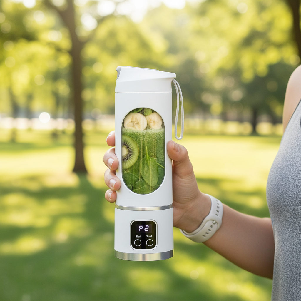 ARMPOWER Active USB rechargeable blender cup, 450ml portable smoothie maker, suitable for outdoor use and quick blending.