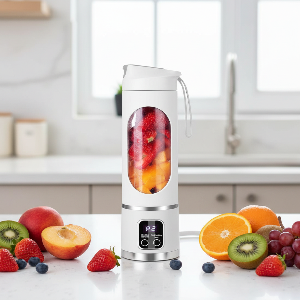 ARMPOWER Active USB rechargeable 450ml portable smoothie blender with a sleek design and blending blades visible inside.