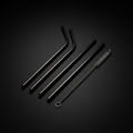 Black stainless steel reusable straws from LuxeSip by ARMPOWER IN MY HANDS, with a sleek, durable design for eco-friendly sipping.
