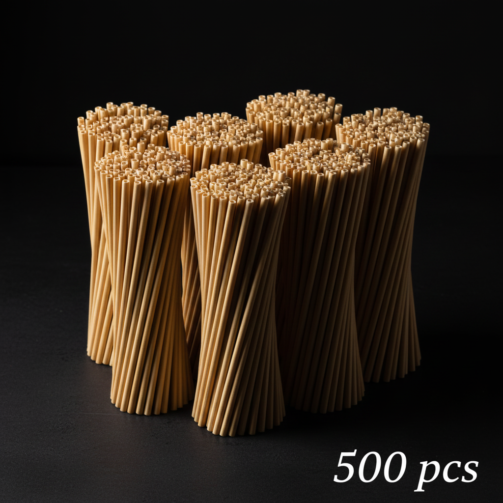 EcoHarvest 100% natural wheat drinking straws by ARMPOWER IN MY HANDS, reusable eco-friendly straw pack, 100-piece set.