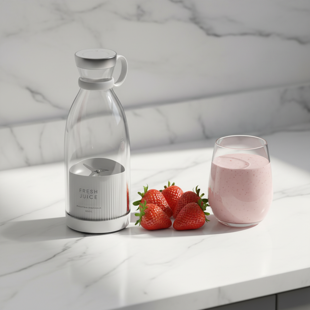 Portable ARMPOWER IN MY HANDS FreshBlend Go USB rechargeable blender with 350ml capacity and sleek design.