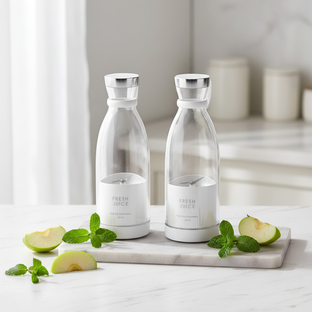 ARMPOWER IN MY HANDS FreshBlend Go portable USB rechargeable blender with 350ml capacity and sleek design.