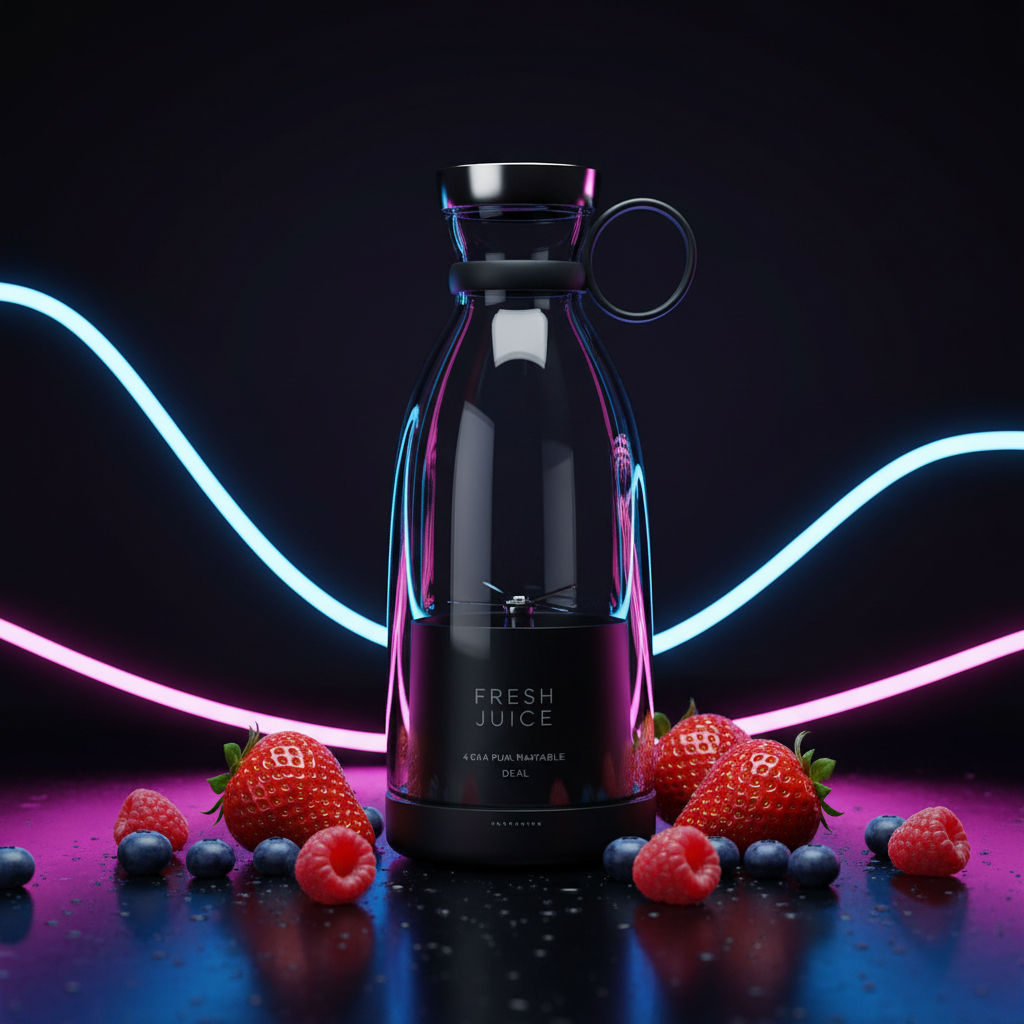 ARMPOWER IN MY HANDS FreshBlend Go portable USB rechargeable blender with 350ml capacity and sleek design.