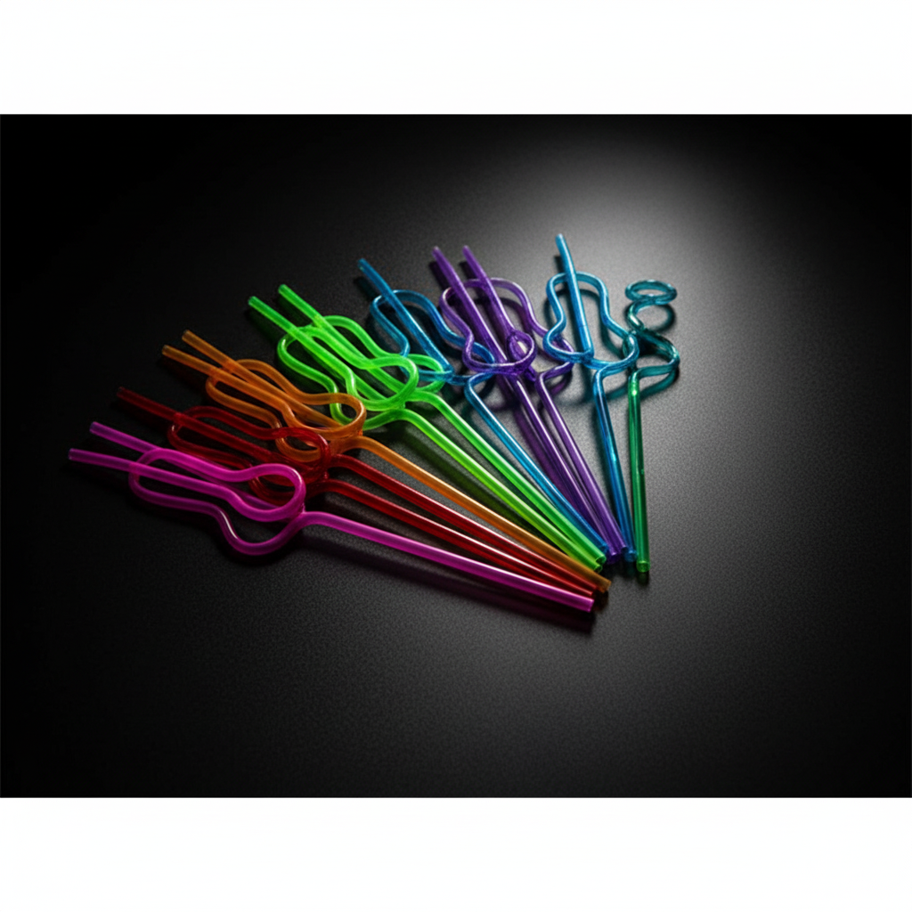 Set of six reusable PartyPop bachelorette party straws by ARMPOWER IN MY HANDS, colorful plastic drinking straws for celebrations.
