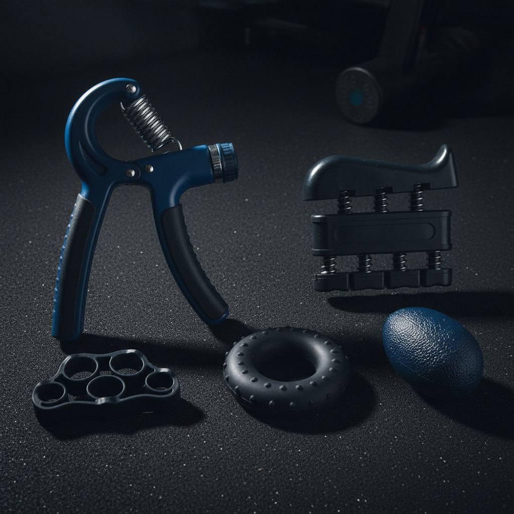 Blue ARMPOWER Smart Grip Ring Set with adjustable force indicator for grip strength training and hand exercise.