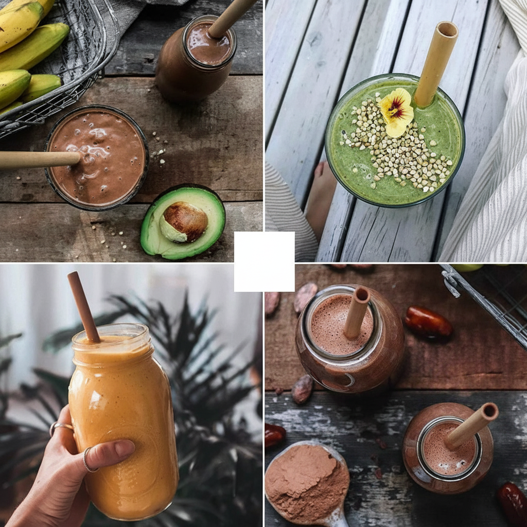Set of 10 natural bamboo reusable drinking straws from ZenSip by ARMPOWER IN MY HANDS, shown in a lifestyle collage.