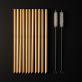 Set of 10 reusable ZenSip bamboo drinking straws by ARMPOWER IN MY HANDS, natural bamboo material, eco-friendly and eco-conscious.